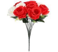 HAPINARY Ramo de Flores Rosas Artificiales para Cementerio y Funeral, Flores Falsas de Seda y Plástico Que Nunca se Marchitan, Fáciles de Cuidar y Decorativas