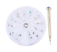 HAPINARY Set de Dijes Colgantes para Uñas 24 Piezas Tamaño Compacto con Taladro Manual para Perforar Uñas Uso Profesional y Arte Nail Art