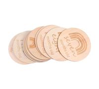HAPINARY Tarjetas Mensuales de Crecimiento para Bebés en Madera Beige, 13 Piezas Creativas Diseño Original para Registrar Hitos y Recuerdos del Primer Año