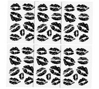 HAPINARY Tatuajes Falsos de Papel Imprimible Estampado de Labios Negros, 6 Hojas, Resistentes al Agua, para Mujeres, Tatuajes Temporales Faciales y Corporales, para Fiestas y Eventos