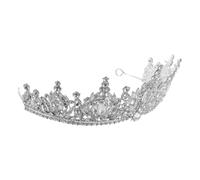 HAPINARY Tiara Barroca para Novia Plata Número 1 Cristales de Imitación en Tonos Claros, Diadema Ligera para Boda, Fiesta Nupcial y Quinceañera, Accesorio Elegante para Peinados de