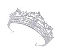 HAPINARY Tiara Nupcial de Perlas E Imitaciones de Piedras para Mujer, Elegante y Resistente Aleación de Zinc y Vidrio para Fiestas Obsequios