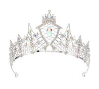 HAPINARY Tiaras de boda con joyas para mujer, de metal, tiara de princesa, tocado de novia, quinceañera, cumpleaños, desfile, disfraz de Halloween, color plata