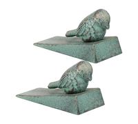 HAPINARY Tope de Puerta de Metal Fundido Protege contra Óxido y Desgaste Vintage con Diseño de Ave en Tonos Verdes, 2 Piezas, para Puerta Exterior Adecuado para Amantes la Naturaleza