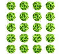 Hapivida 20 Bolas Decorativas de Ratán, Bolas de Mimbre para Fiestas, Bolas de Ratán Juguete para Pájaros, Mesa Boda, Decoración Navidad, Bolas Decorativas, Rellenos Cuencos, Rellenos Jarrones(Verde)