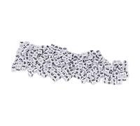 Hapivida 300 cuentas acrílicas con números, blancas, de 7 x 7 mm, con letras transparentes y lisas para hacer joyas, pulseras, decoraciones y manualidades