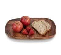 Hapivida Bandejas de Madera, Ovalada Plato Madera Redondo Bandeja Platos decorativos de Madera de Acacia Clásicas Irregulares para Servir Frutas Postres Sushi Comida (30 * 20cm)
