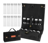Hapivida Bolsa de condimento Portátil, Kit de condimento para Acampar con 10 Frascos Plegables Lienzo de Condición de condimentos de Almacenamiento Organizador de Condimentos Establecido (Negro)