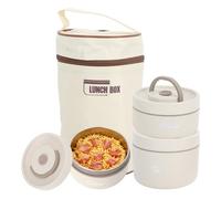 Hapivida Caja Térmica Bentos, Lonchera para Adultos de Acero Inoxidable, contenedor de Comida con Aislamiento Portátil con Bolsa de almuerzo, Apto para Microondas para el Trabajo (3 cajas)