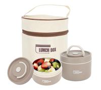Hapivida Caja Térmica Bentos, Lonchera para Adultos de Acero Inoxidable, contenedor de Comida con Aislamiento Portátil con Bolsa de almuerzo, Apto para Microondas para el Trabajo (2 cajas)