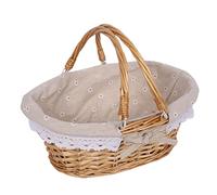 Hapivida Cesta de Picnic Tejida de ratán con asa Plegable, Almacenamiento portátil para Playa, Patio, baño, decoración del hogar, Tejido de Paja, 37 x 27 x 17 cm (Zou Ju Grande)