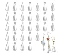 Hapivida Colgantes de gota de agua, 30 piezas de abalorios de perlas de resina DIY para joyería, accesorios para collares y pendientes, 7x18mm, resina y aleación, para mujeres y niñas