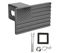 Hapivida Cubierta metálica para Enganche de Remolque, diseño de Bandera en Relieve Negro Aluminio Acero para Receptor de 2 Pulgadas, Uso Universal