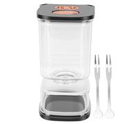 Hapivida Envase para Encurtidos con Separador de Jugo de 1000 ml, Tarro de Plástico Cuadrado con Tapa Hermética y Tenedores, Guarda Tuercas Cebollas Jalapeños y Frutas para Cóctel