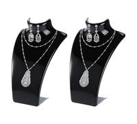 Hapivida Estante de Exhibición de Joyería, Acrílico Soporte de Exhibición de Busto de Collar, Modelo de Maniquí, de Busto de Collar Estante de Joyería de Tienda para Arete Anillo (Negro-2Pcs)