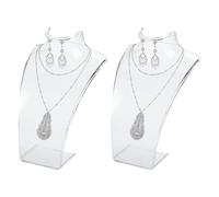 Hapivida Estante de Exhibición de Joyería, Soporte de Exhibición de Busto de Collar, Soporte de Exhibición de Collar, Modelo de Maniquí, Estante de Joyería de Tienda (Transparente-2Pcs)