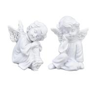 Hapivida Estatua de Querubín, Querubines de Resina Estatua de Ángel Blanco Estatuilla Jardín de Durmiente Escultura para Decoración Interior y Exterior del Hogar (#3)