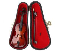 Hapivida Instrumentos de Violonchelo en Miniatura, Modelo de Instrumento Musical de Madera de 10cm con Arco Y Estuche para Decoración del Hogar, Accesorio para Casa de Muñecas para Niños