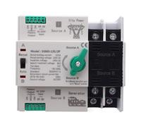 Hapivida Interruptor Automático de Transferencia Doble Potencia, Cambiador Automático 2 Polos 125A para Montaje en Rail, Suministro Ininterrumpido de Energía para Generador, Aplica
