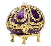 Hapivida Joyero de Huevo Esmaltado, Elegante Caja de Diamantes de Imitación Púrpura, Organizador de Joyas con Estilo Fabergé, Decoración del Hogar para Madre, Novia, Esposa