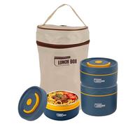 Hapivida Juego de Contenedores de Almuerzo Aislados, Fiambrera Bento Apilable Portátil, Contenedor Térmico para Alimentos, Tarro de Comida Caliente de Boca Ancha con Bolsa(Microwace-3 PIEZAS)