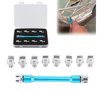 Hapivida Juego de Llaves para Radios de Motocicleta, Cabeza de Llave Dinamométrica para Radios de Rueda de Bicicleta de Cross 10 Tamaños 5.0-6.8mm Juego de Llaves Inglesas CNC con Herramienta(Azul)