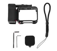 Hapivida Kit de agarre de aleación de aluminio para cámara de acción, con liberación magnética rápida, zapata fría, botón de obturador ajustable, carcasa protectora completa y dise