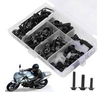 Hapivida Kit de tornillos para carenado de motocicleta, Juego de pernos en acero inoxidable negro con herramientas, 158 piezas para mantenimiento y modificación de motos, Set completo para DIY
