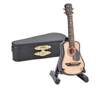 Hapivida Mini Guitarra de Madera, Exquisita Mini Guitarra Clásica con Soporte y Estuche, Instrumento Musical Decorativo de 8cm para Decoración del Hogar o Casa de Muñecas