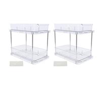 Hapivida Organizador Extraíble Vertical de 2 Niveles para Gabinetes de Cocina Baño, Organizador Multifuncional con Cajones Deslizantes Transparentes de Almacenamiento para Mesada,