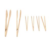 Hapivida Pinzas de Madera para Cocina, 6 Unidades con Pinzas Rectas y Curvas de 18 cm y Pinzas Largas de 30 cm, Utensilio de Cocina Reutilizable para Recoger Queso, Ensalada, Fruta