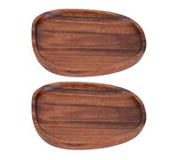 Hapivida Platos de Madera, Platos decorativos de Madera de Acacia, Bandejas Clásicas Irregulares para Servir Frutas, Postres, Sushi, Comida (16x13cm*2)