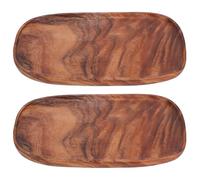 Hapivida Platos de Madera, Platos decorativos de Madera de Acacia, Bandejas Clásicas Irregulares para Servir Frutas, Postres, Sushi, Comida (30x20cm*2)