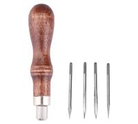 Hapivida Punzón de Diamante para Cuero, Kit Profesional de 4 Piezas con Mango de Madera para Costura y Perforación, Herramienta de Artesanía en Cuero para DIY y Reparaciones