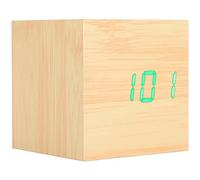 Hapivida Reloj Despertador Digital, Elegante Reloj Digital con Pantalla LED para Hora, Fecha y Temperatura, Cubo de Madera, USB o Pilas AAA, para Dormitorio, Oficina y Sala de Estar