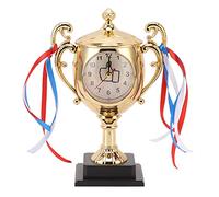 Hapivida Retro Clock Trophy Shape Desktop Alarm Clock, Settable Time Compact Body for Bedroom Living Room Dormitory Office Desk Decoration (Gold)
