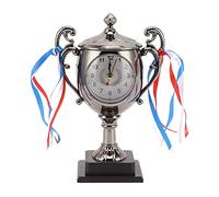 Hapivida Retro Clock Trophy Shape Desktop Alarm Clock, Settable Time Compact Body for Bedroom Living Room Dormitory Office Desk Decoration (Dark Gold)