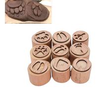 Hapivida Sellos de cerámica de Madera de 9 Piezas, estampillas de Huella de Patas de Animales, para Masa de cerámica, Textiles de la Masa de cerámica, Herramientas de impresión de álbumes