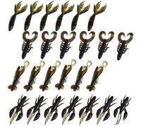 Hapivida Señuelos de Pesca Marina Silicona Suave, 25 Unidades 3 Colores Cebo camarón ondulante, Compatible con anzuelos Crank y rig Texas para Pesca Deportiva (Marrón)