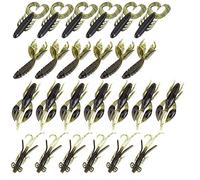 Hapivida Señuelos de Pesca Marina Silicona Suave, 25 Unidades 3 Colores Cebo camarón ondulante, Compatible con anzuelos Crank y rig Texas para Pesca Deportiva (Verde Oscuro)