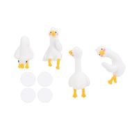Hapivida Small Figurines Funny Cute 3D Resin Goose Statues Computer Decor for Desktop Car Dashboard Home Office Shelf Decor 4PCS Set