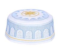 Hapivida Sombrero Kufi, Gorro de Oración Musulmán Bordado Azul de Algodón, Ligero y Cómodo, para Hombres, Adolescentes y Niños, Ideal para Eid, Ramadán y Viajes