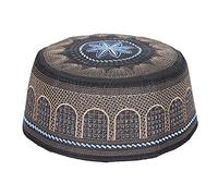 Hapivida Sombrero Musulmán Islámico Gorro Bordado Negro Gorro de Punto de Algodón de Oración Islámica Musulmana para Hombre para Eid Ramadán Rezar Regalo de Eid(59)