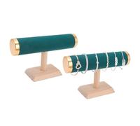 Hapivida T Bar Pulsera Expositor, 9.1in Pulsera Collar Titular Joyería Organizador, T Bar Joyería Expositor para la Organización Hogar (Verde peluche*2pcs)