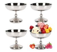 Hapivida Taza de Helado, Tazones de Postre para Servir de Acero Inoxidable Tazas Tazones de Salsa Yogur Con Patas Tazas de Dulces para Ensalada Fiesta de Pudín de Frutas (#3 * 4Pcs)