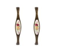 Hapivida Tirador de armario antiguo, 2 unidades, diseño floral, estilo retro, para muebles, cajones, bronce, cerámica, tirador de puerta, tirador de porcelana, pomo de muebles, distancia entre