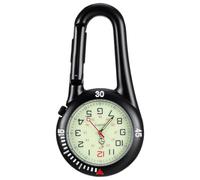 HAPKITCH Reloj de bolsillo impermeable que brilla en la oscuridad para mujeres y hombres, llavero de clip con esfera blanca para médicos, enfermeras, escalada, senderismo, mochila, cinturón