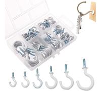 HaploS 70 Ganchos de Rosca en Blanco Ganchos de Techo 6 Tamaños Diferentes Tornillo Multiuso Ganchos, Estos Ganchos Están Hechos de Plástico y Acero, Surtido Para Uso Hogar y la Oficina