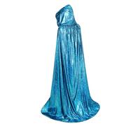 HAPNBCELE Capa brillante de longitud completa para Halloween, capa brillante para ambos géneros, ideal para fiestas temáticas de carnaval y trajes de Navidad (43 pulgadas, azul claro)