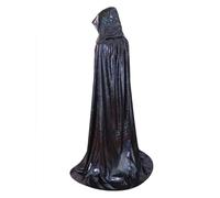 HAPNBCELE Capa brillante de longitud completa para Halloween, capa brillante para ambos géneros, ideal para fiestas temáticas de carnaval y trajes de Navidad (43 pulgadas, negro y azul)